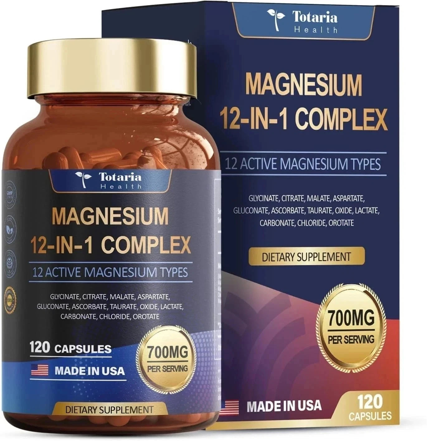 3 Bottles Magnesium 12 in 1 Blend 700mg – High Quality Glycinate Citrate Malate