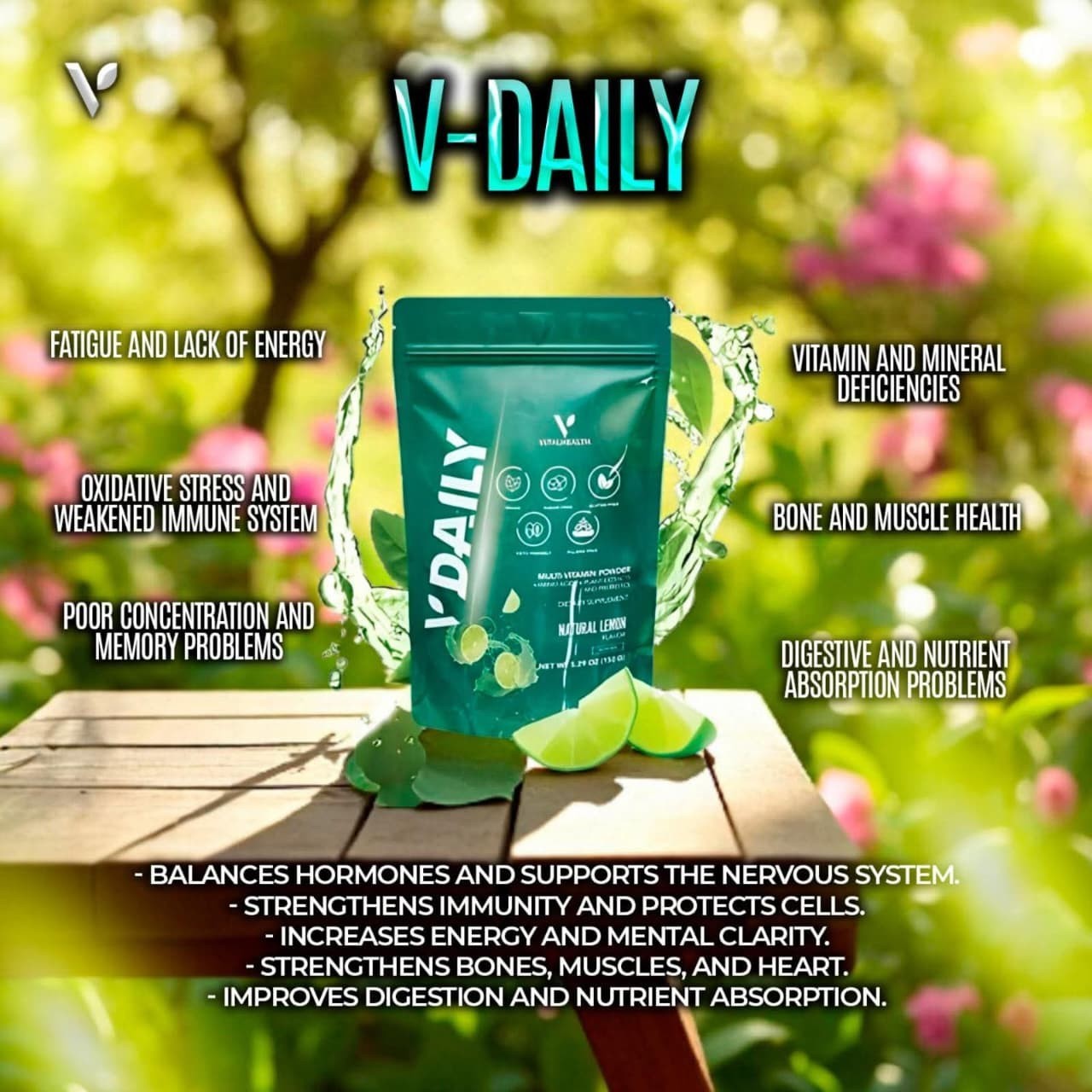 VitalHealth V-Daily Multi-Vitamin Powder Complete Nutrition Supplement