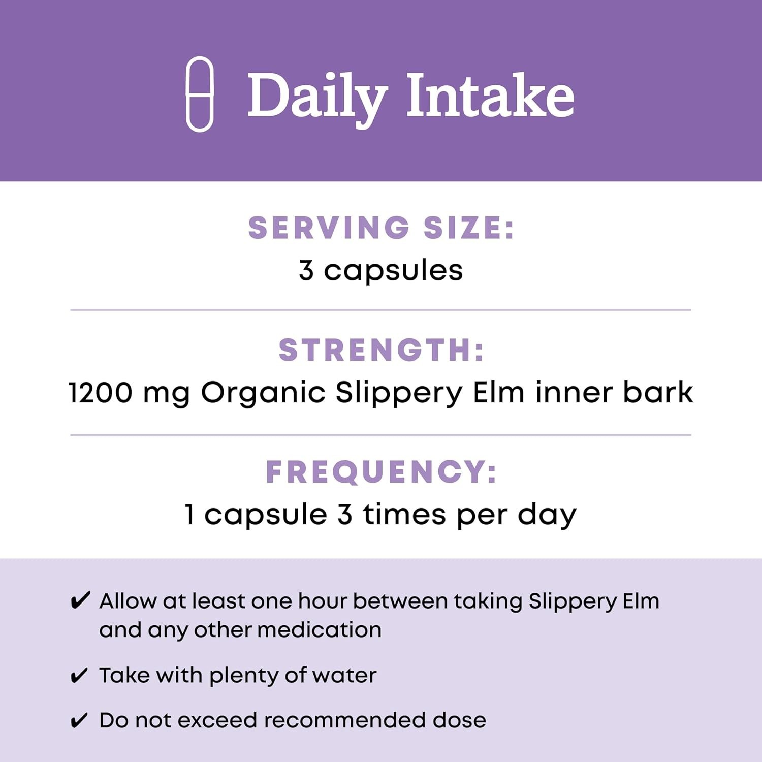 90 Count Organic Slippery Elm Capsules | Non-GMO Digestive Health Formula