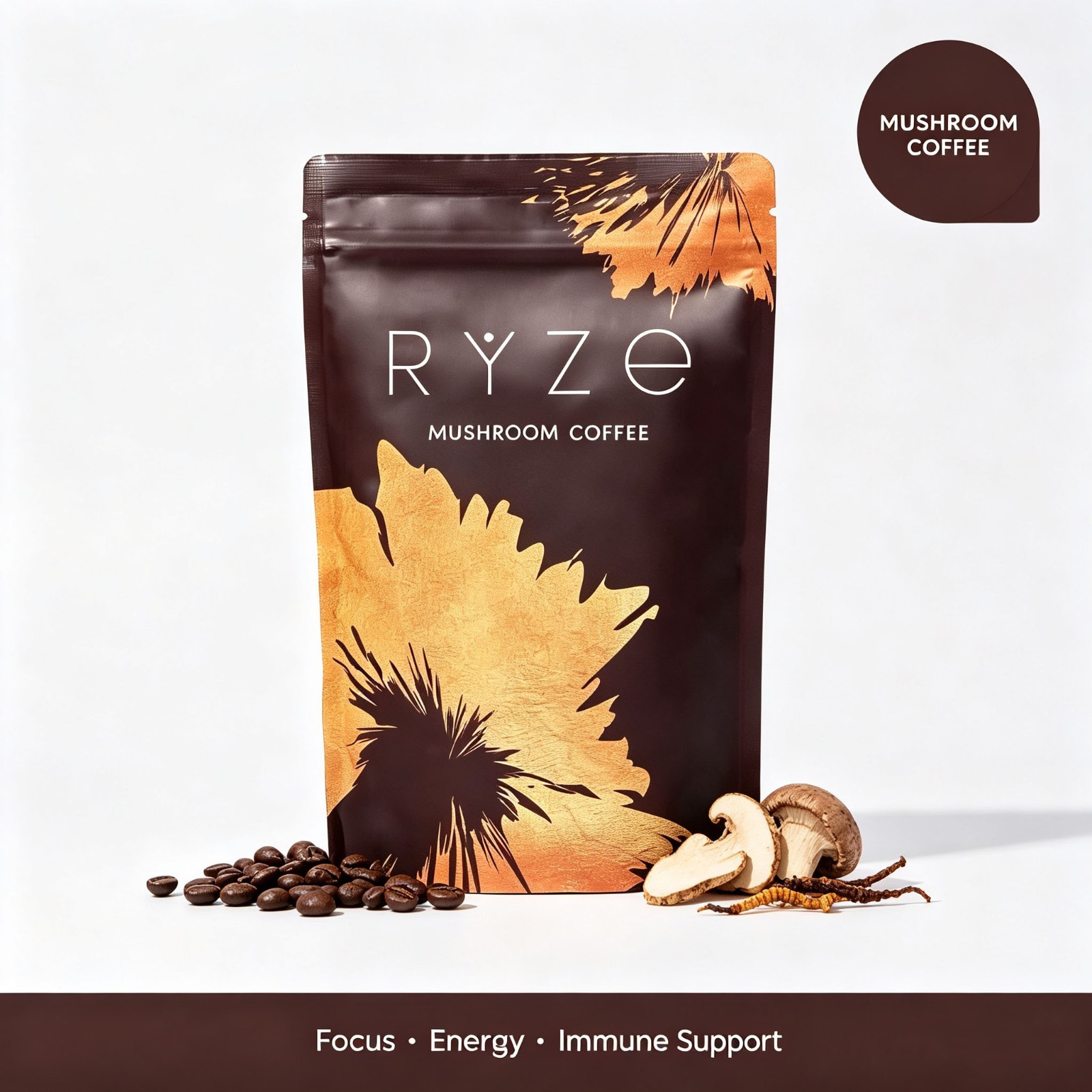 2000mg Adaptogenic Mushroom Coffee Powder 6 Mushroom Blend Daily WellnessSupport
